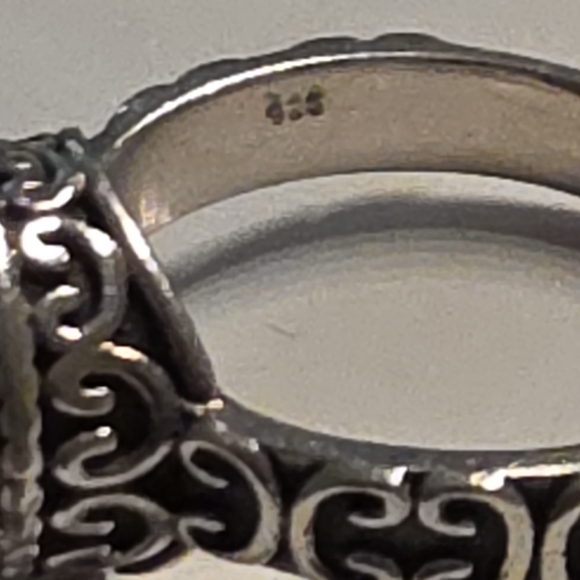 VINTAGE GENUINE AMBER AND STERLING 925 LADIES RING SIZE 7 - Picture 3 of 4